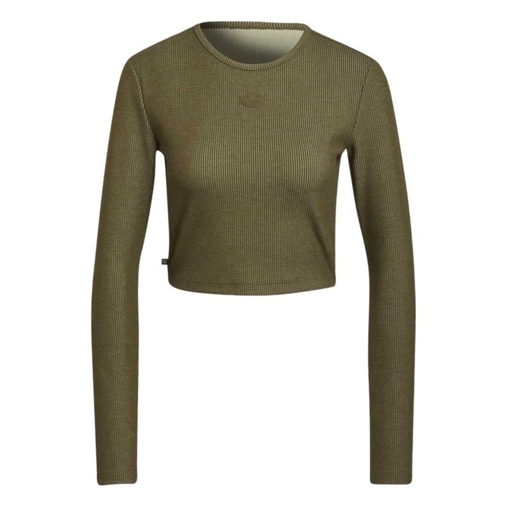 Adidas Womens/Ladies Cropped Slim Long-Sleeved Sweater Top / Green